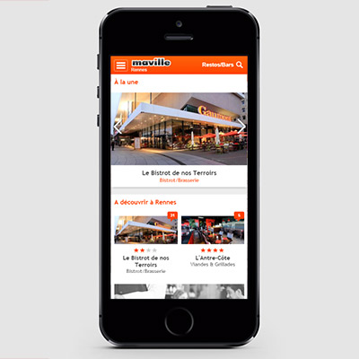 Portfolio - intégration Web annonces restaurants et bars en mobile par Frédérique Celeste